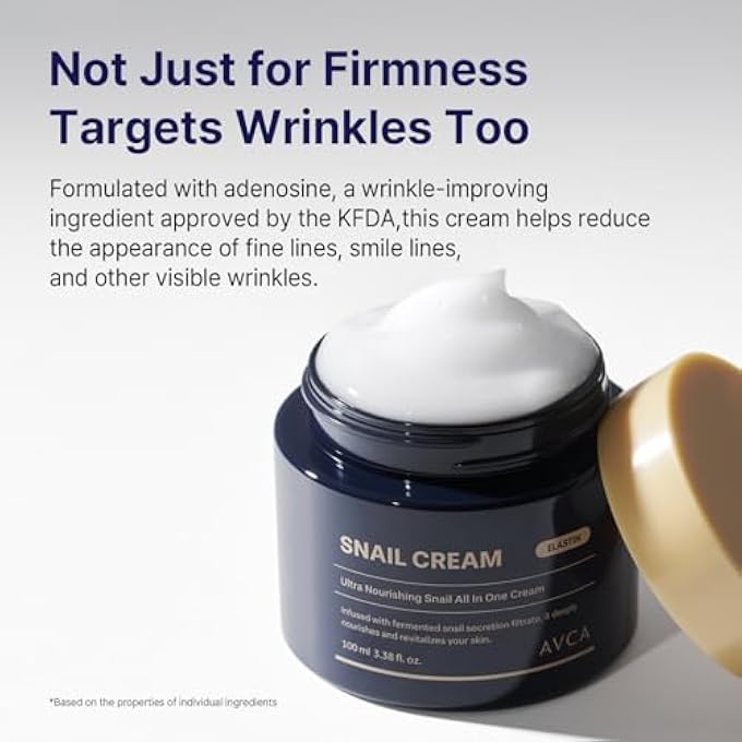 Avca كريم وجه موضعي بمستخلص الحلزون 100 مل (3.38 أونصة سائلة) مرطب مضاد للشيخوخة للعناية بالبشرة الكورية، يساعد في تحسين المرونة والخطوط الدقيقة مع حمض الهيالورونيك والكولاجين - Image 4